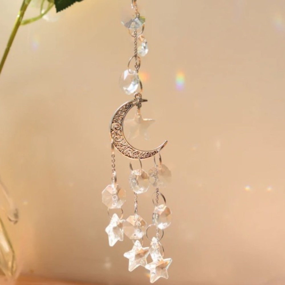 Sun catcher silver moon pendent